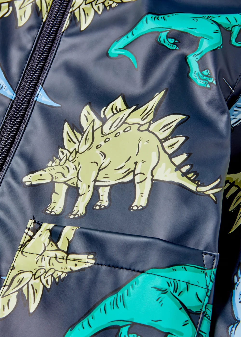 Boys Blue Dinosaur Print PU Coat (1-7yrs) - 2-3 Yrs Image 2