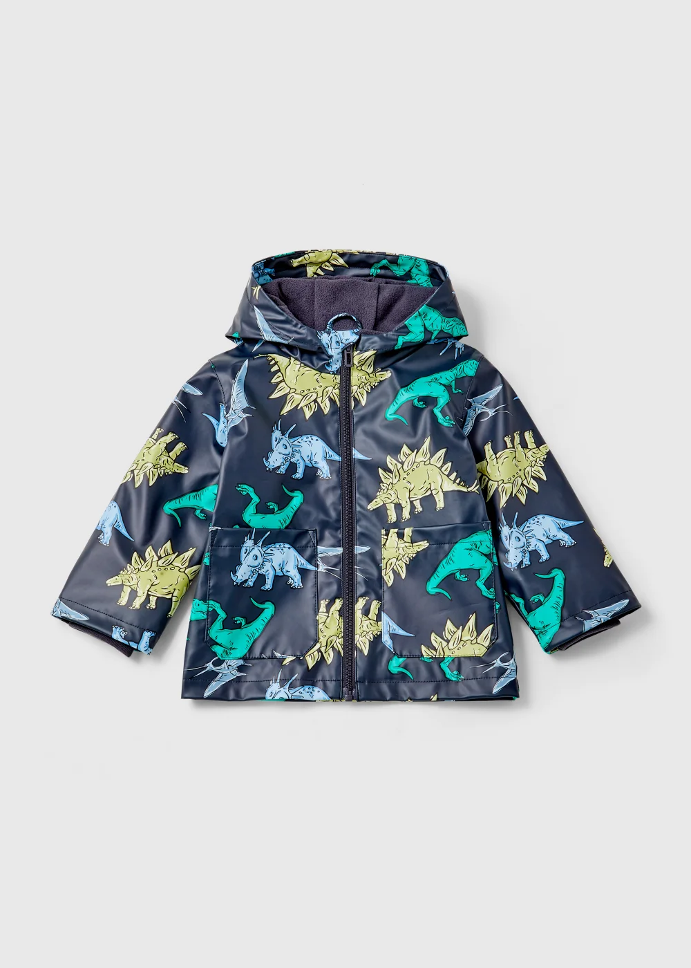 Boys Blue Dinosaur Print PU Coat (1-7yrs) - 2-3 Yrs Image 1