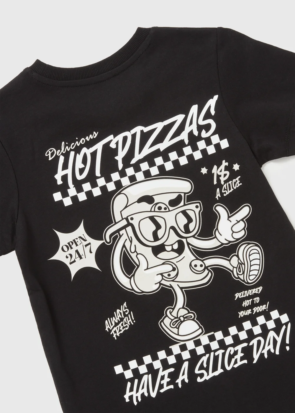 Boys Black Pizza Print T-Shirt (7-13yrs) - 7 Yrs Image 2