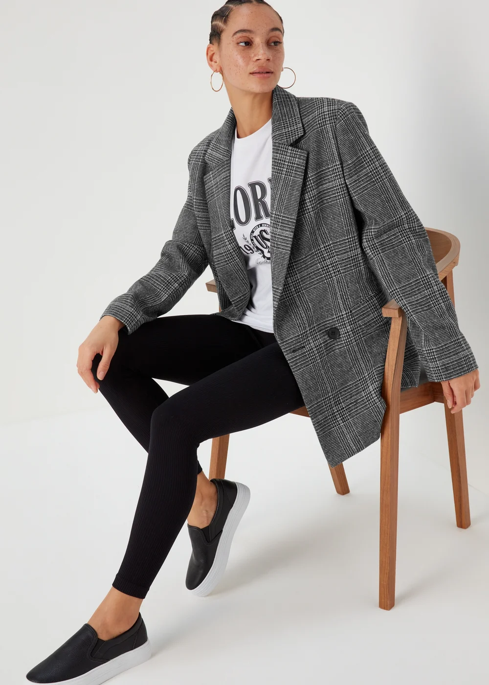 Black & White Check Blazer - 8 Image 5