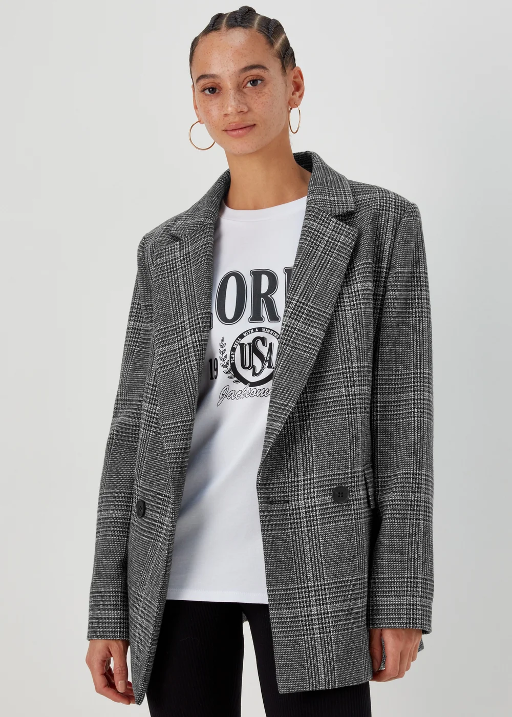Black & White Check Blazer - 8 Image 2