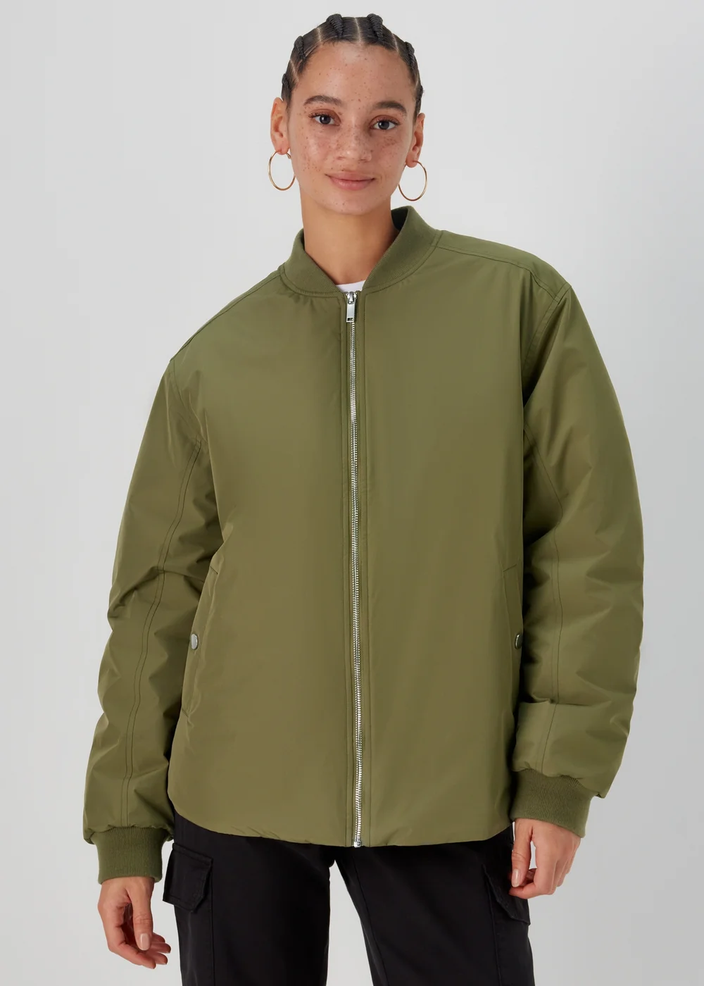 Khaki Padded Bomber Jacket - 8 Image 1