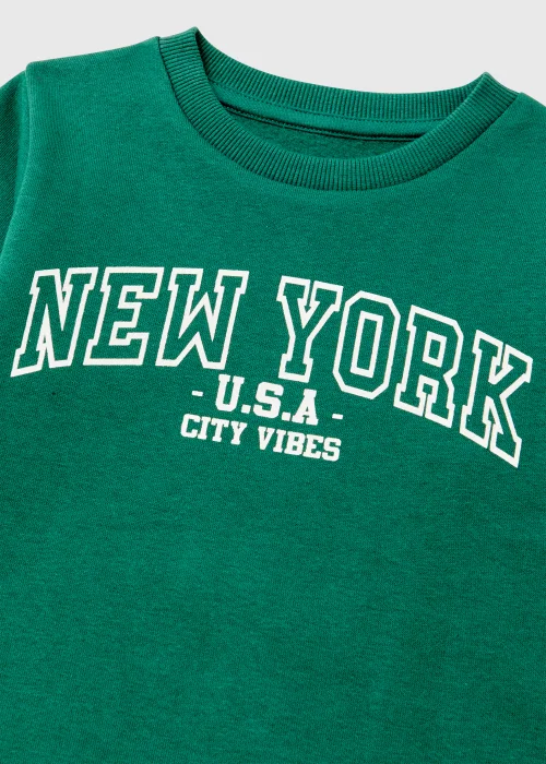 Boys Green New York Print Sweatshirt (1-7yrs) - 1-1.5 Yrs Image 2