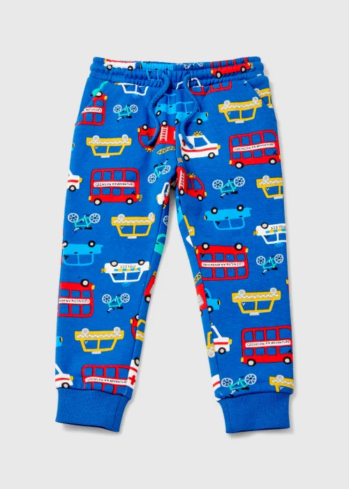 Boys Blue Vehicle Print Joggers (1-7yrs) - Age 1 - 1.5 Years Image 1