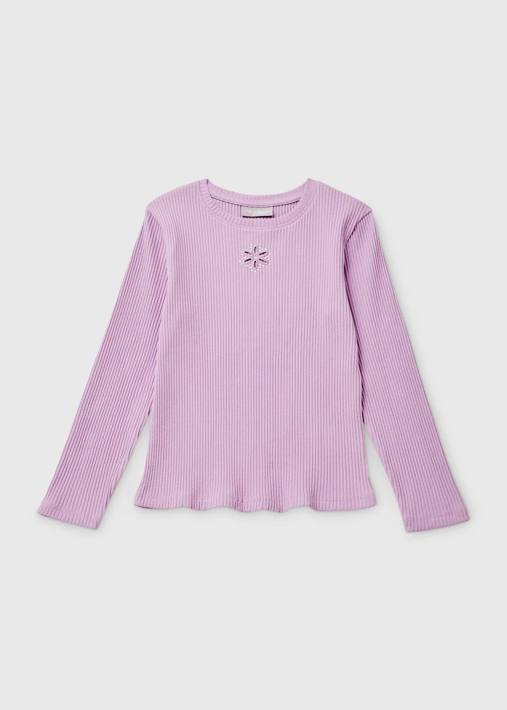 Girls Lilac Cut Out Ribbed Long Sleeve T-Shirt (7-13yrs) - 10 Yrs Image 1