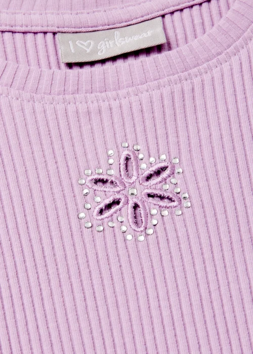 Girls Lilac Cut Out Ribbed Long Sleeve T-Shirt (7-13yrs) - 10 Yrs Image 2