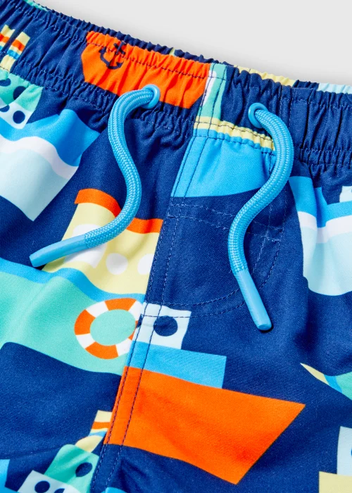 Boys Navy Boat Print Rash Vest & Swim Short Set (1-7yrs) - 1-1.5 Yrs Image 2
