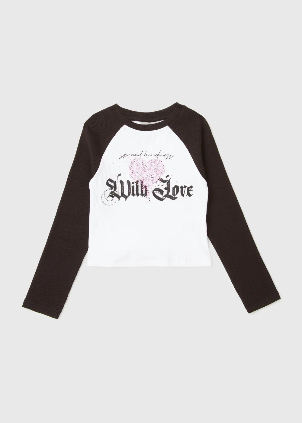 Girls Black Love Print Ringer T-Shirt (7-15yrs) - Age 7 Years Image 1