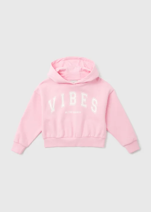 Girls Pink Vibes Print Hoodie (7-15yrs) - 7 Yrs Image 1