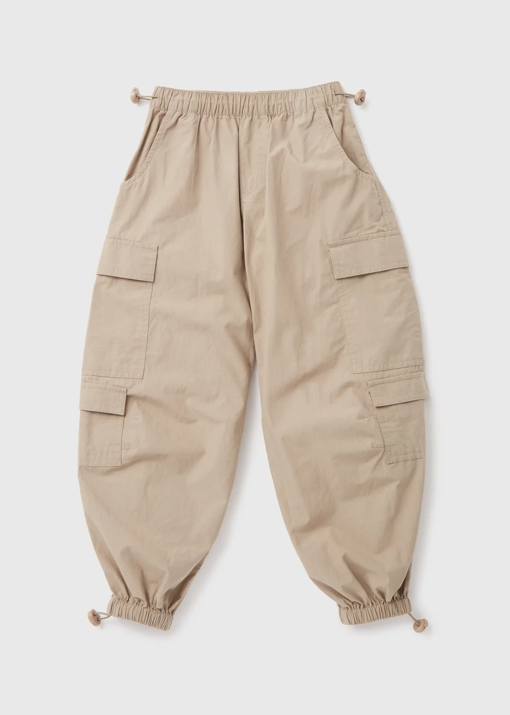 Girls Beige Parachute Cargo Pants (7-15yrs) - Age 7 Years Image 1