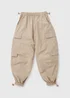 Girls Beige Parachute Cargo Pants (7-15yrs) - Age 7 Years Image 1