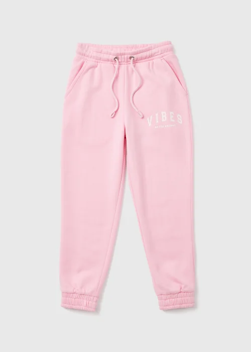 Girls Pink Vibes Print Joggers (7-15yrs) - Age 7 Years Image 1