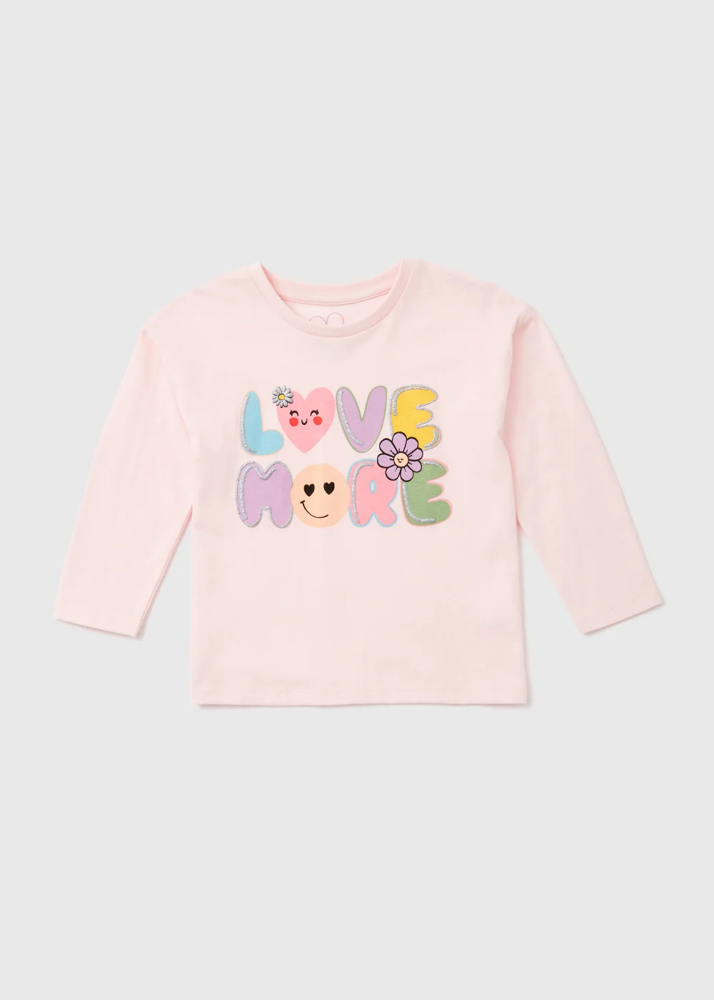 Girls Pink Love More Print Long Sleeve T-Shirt (1-7yrs) - Age 1 - 1.5 Years Image 1