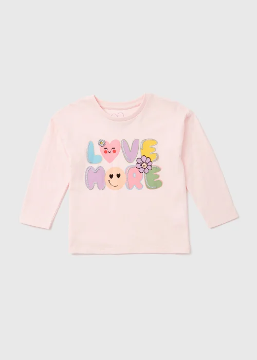 Girls Pink Love More Print Long Sleeve T-Shirt (1-7yrs) - Age 1 - 1.5 Years Image 1