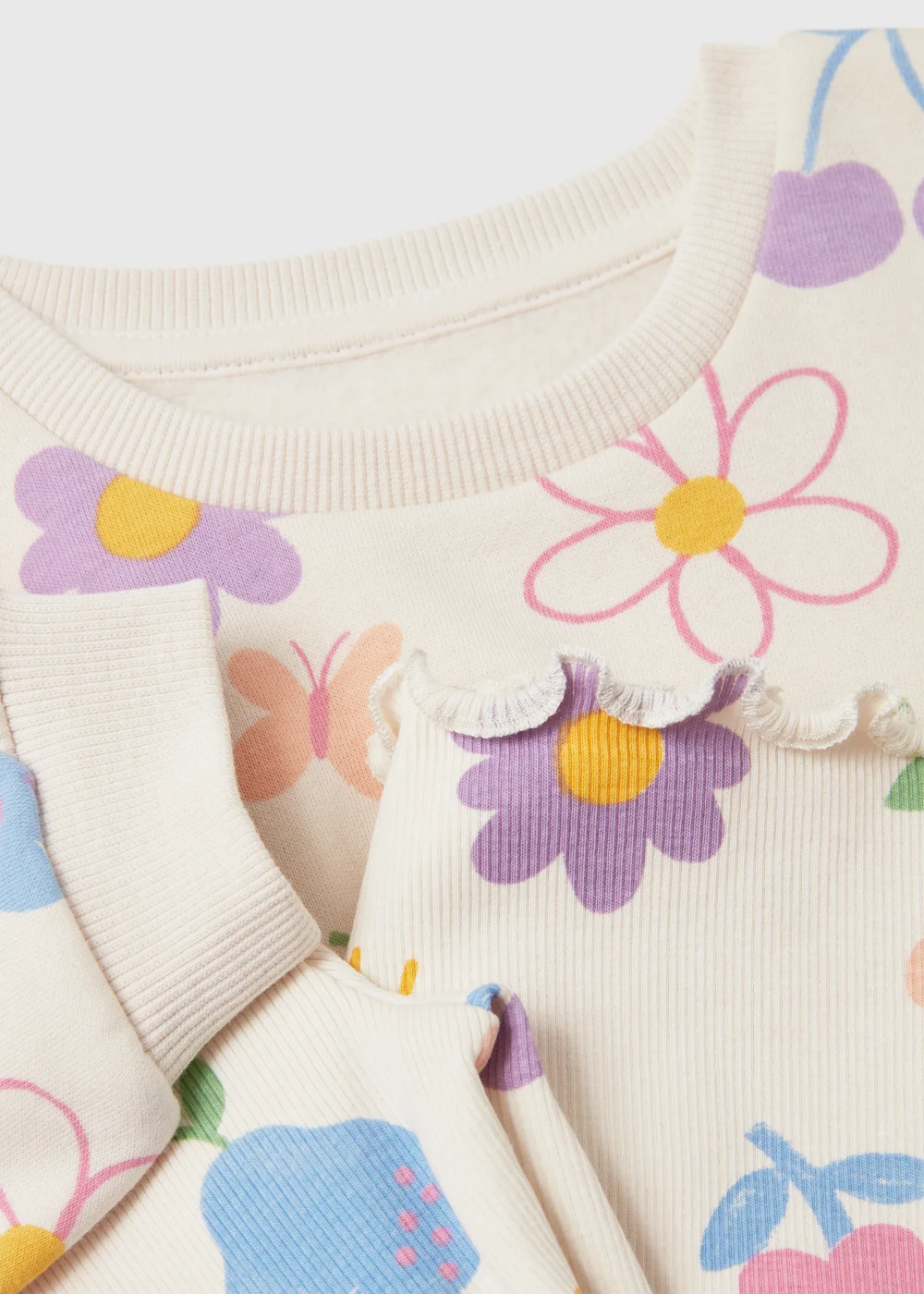Girls Cream Fruit Print Sweatshirt & Leggings Set (1-7yrs) - 1-1.5 Yrs Image 2