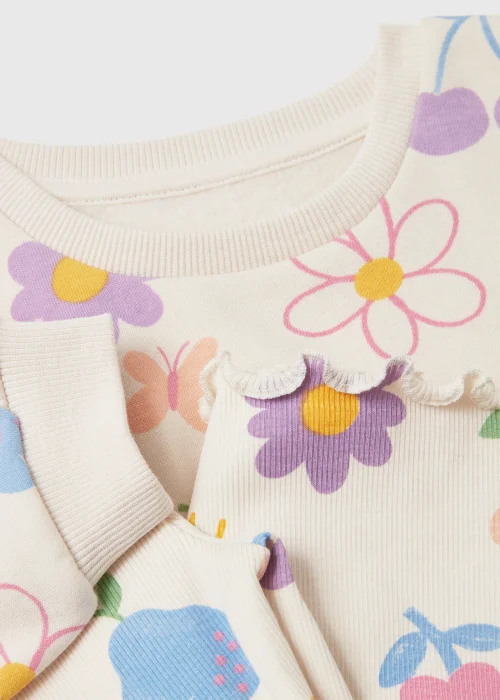 Girls Cream Fruit Print Sweatshirt & Leggings Set (1-7yrs) - 1-1.5 Yrs Image 2