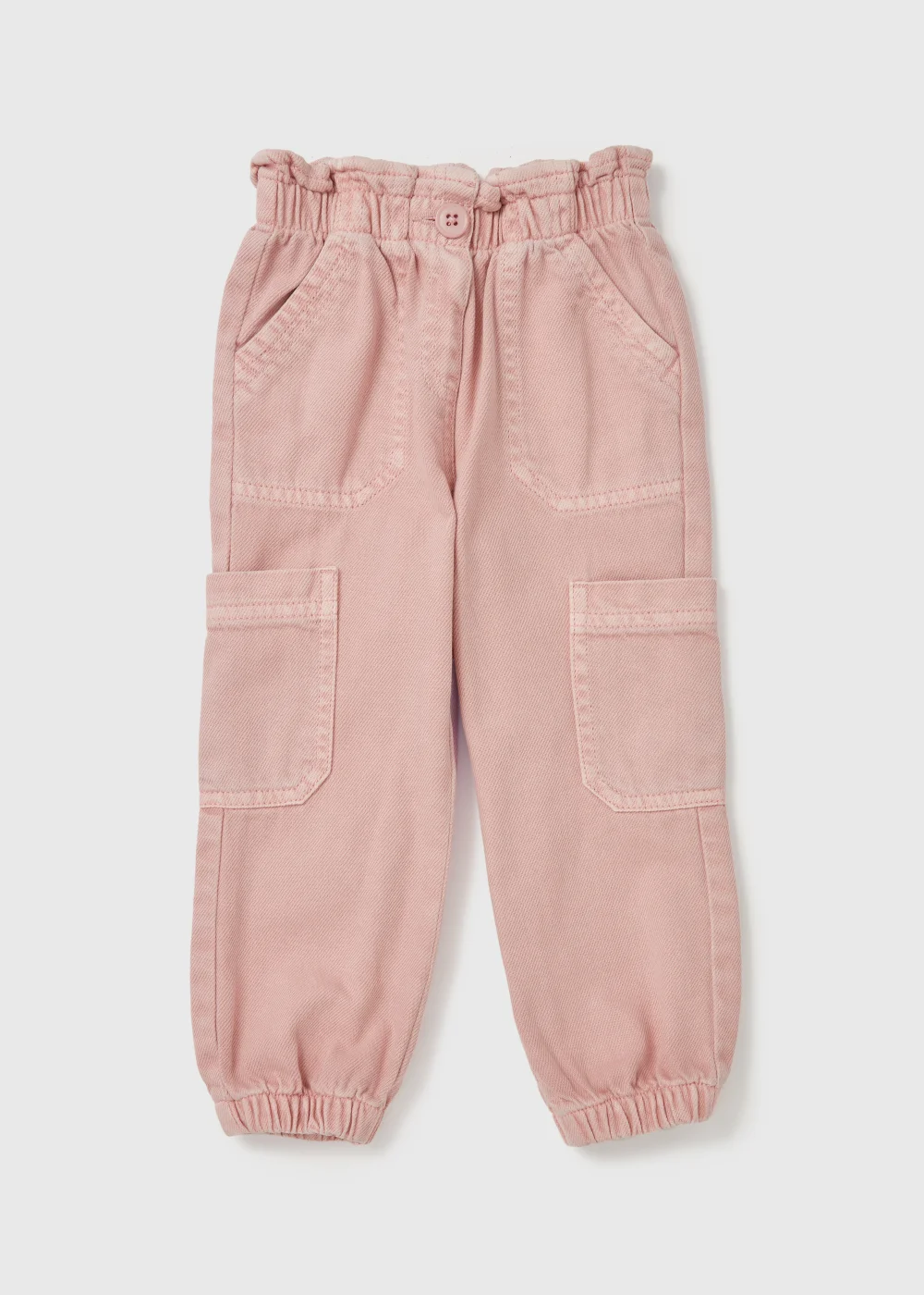 Girls Pink Paperbag Cargo Trousers (1-7yrs) - 1 to 1 half years Image 1