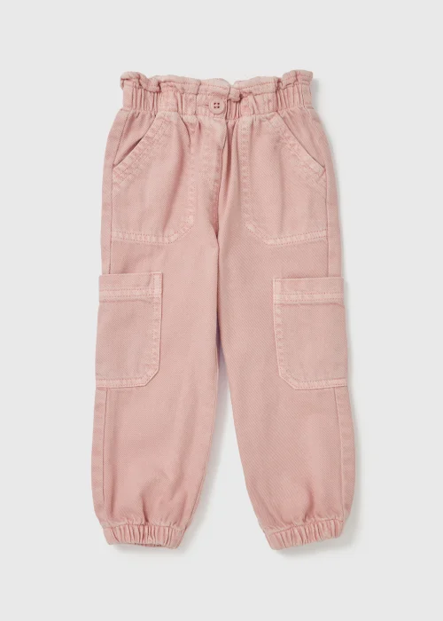 Girls Pink Paperbag Cargo Trousers (1-7yrs) - 1 to 1 half years Image 1