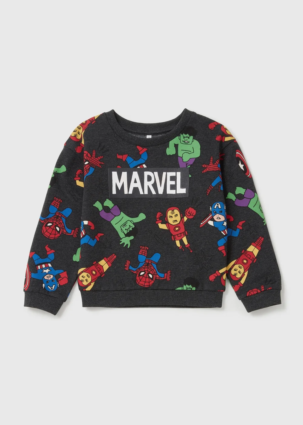 Kids Grey Marvel Print Sweatshirt (9mths-6yrs) - 9-12 months Image 1