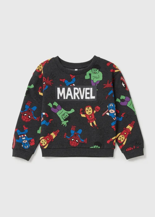 Kids Grey Marvel Print Sweatshirt (9mths-6yrs) - 9-12 months Image 1