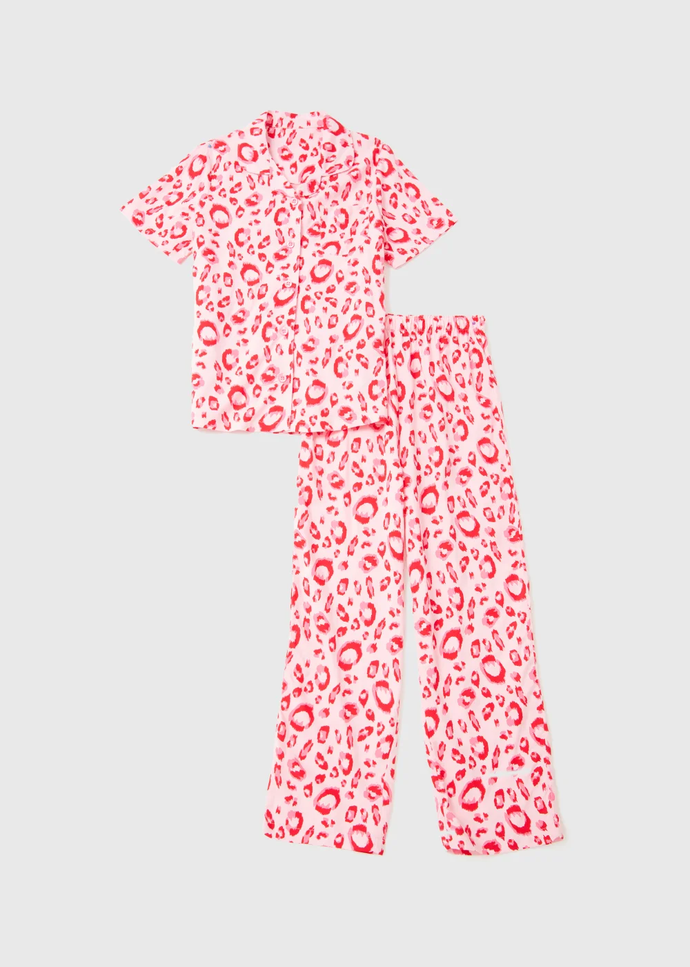 Girls Pink Leopard Print Pyjama Set (4-13yrs) - Age 4 Years Image 1