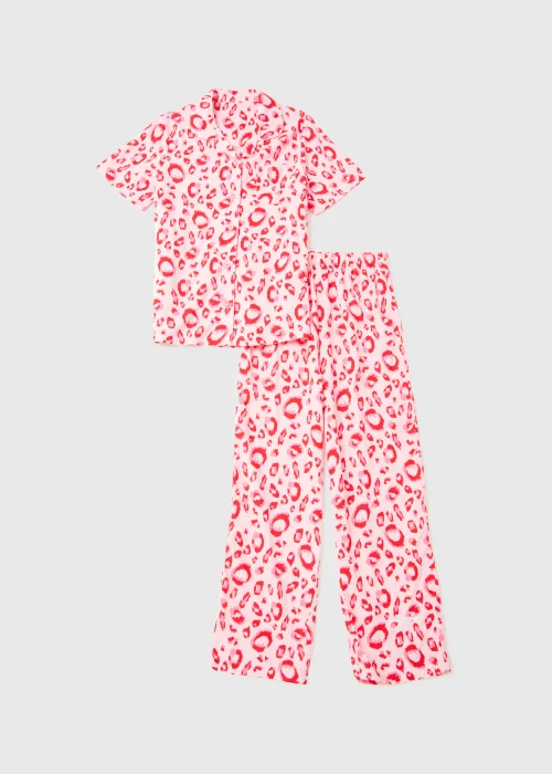 Girls Pink Leopard Print Pyjama Set (4-13yrs) - Age 4 Years Image 1