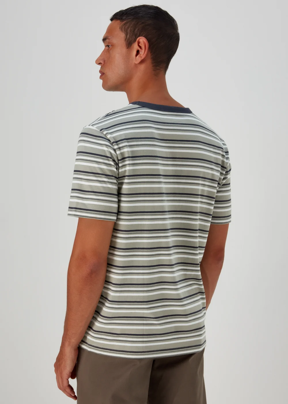 Navy & Green Stripe Free Your Mind Print T-Shirt - Small Image 2