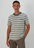 Navy & Green Stripe Free Your Mind Print T-Shirt - Small Image 1