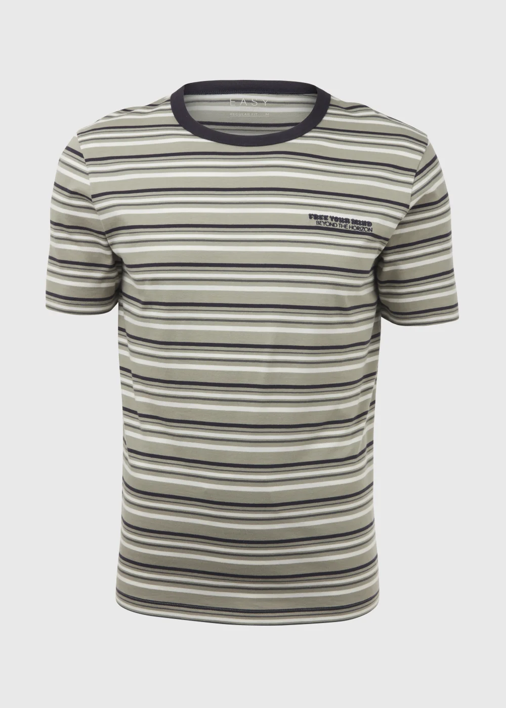 Navy & Green Stripe Free Your Mind Print T-Shirt - Small Image 5