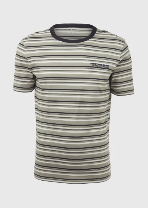 Navy & Green Stripe Free Your Mind Print T-Shirt - Small Image 5