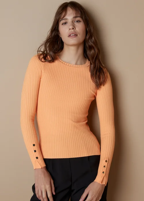 Et Vous Orange Ribbed Knit Long Sleeve Top - 8 Image 1