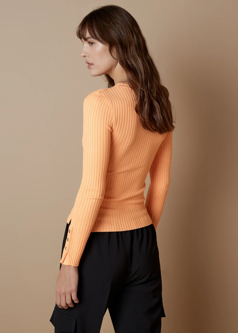 Et Vous Orange Ribbed Knit Long Sleeve Top - 8 Image 2