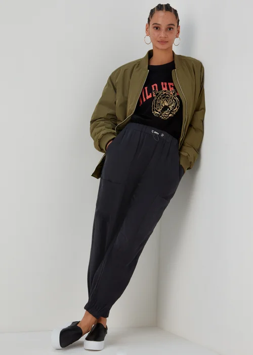Black Smart Parachute Trousers - 8 Image 4