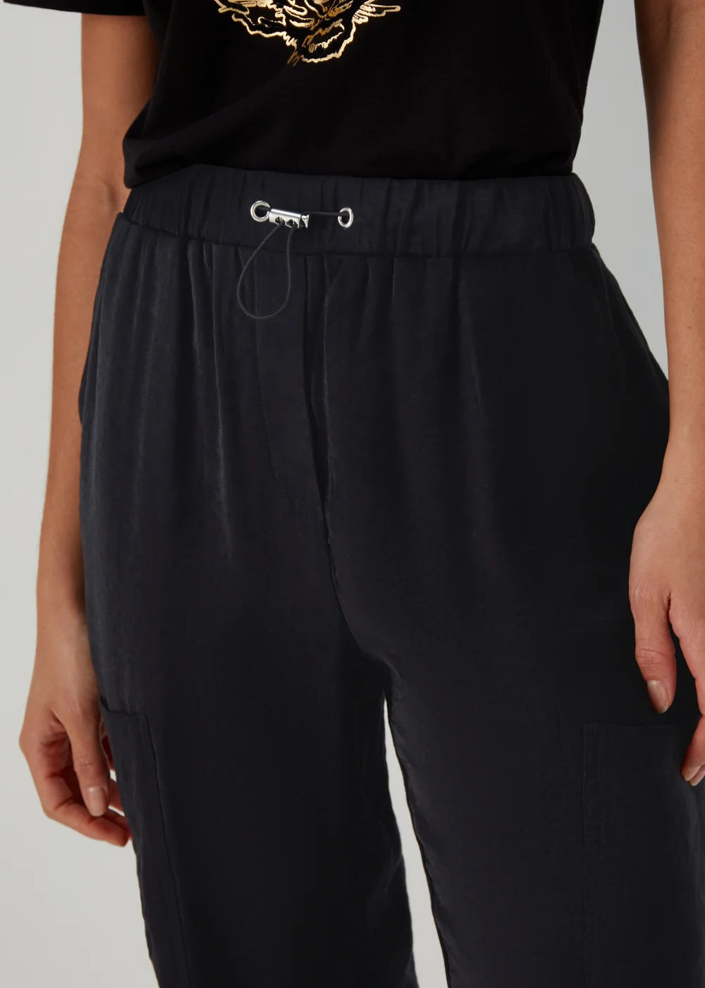 Black Smart Parachute Trousers - 8 Image 3