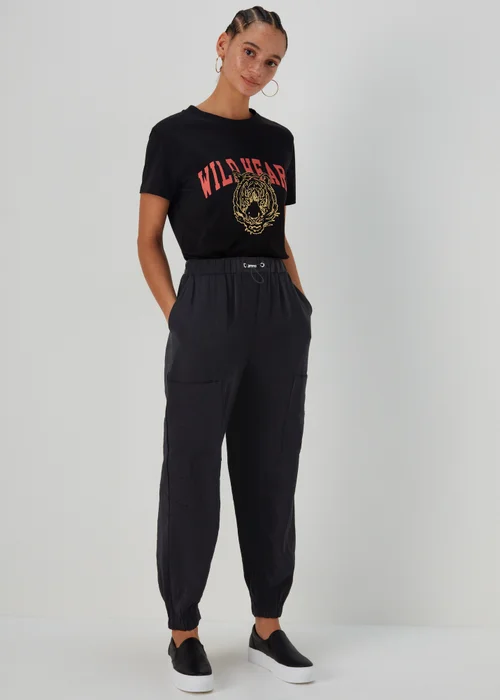 Black Smart Parachute Trousers - 8 Image 1
