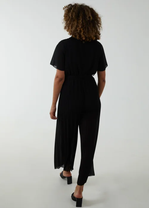 Blue Vanilla Black Pleated Wrap Over Jumpsuit - S Image 3