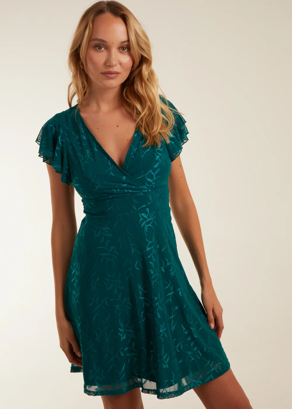 Blue Vanilla Teal Double Frill Wrap Dress - 8 Image 1