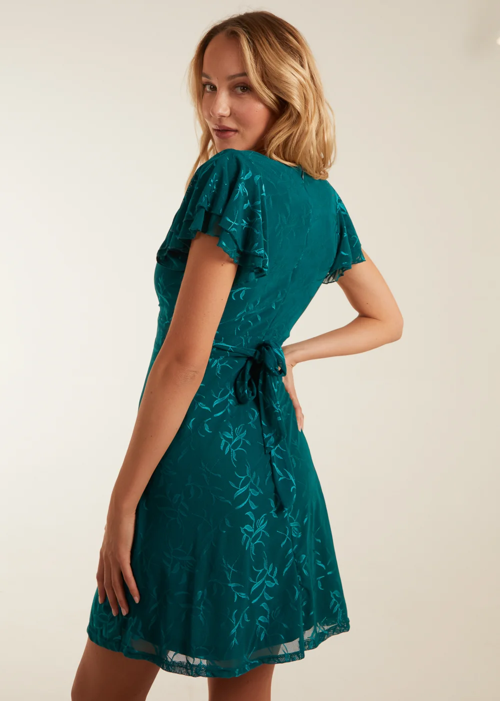 Blue Vanilla Teal Double Frill Wrap Dress - 8 Image 2