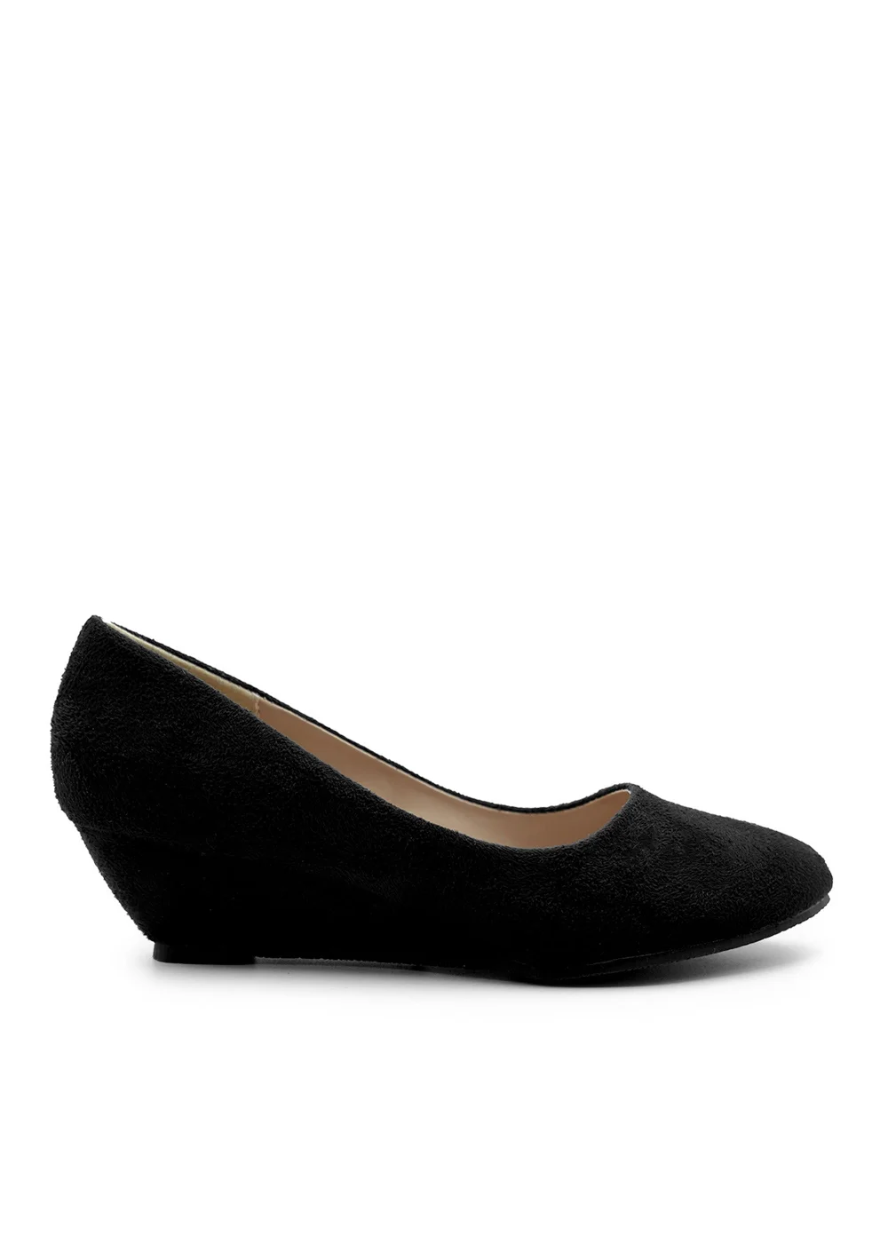 Where's That From Black Suede Kieran Low Wedge Court Shoes - 3 Image 1