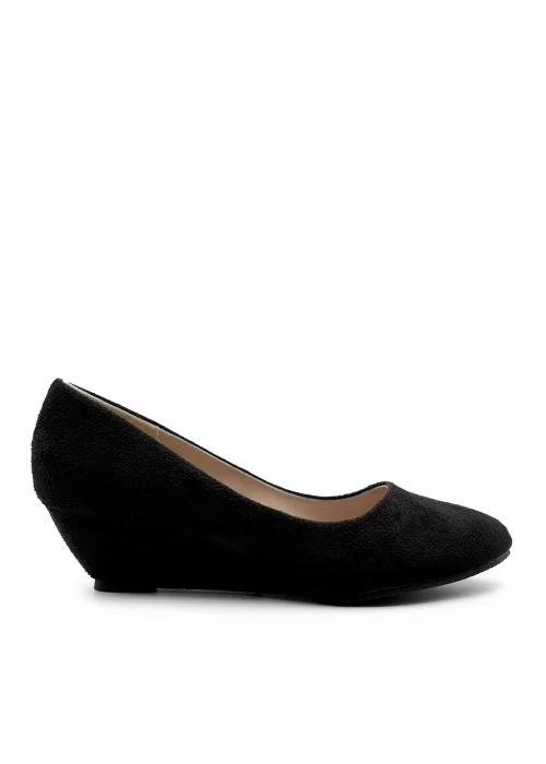 Where's That From Black Suede Kieran Low Wedge Court Shoes - 3 Image 1