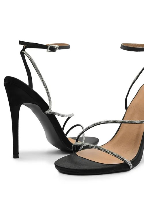 Where's That From Black Silk Jovie Stiletto High Heels - Size 4 Image 2