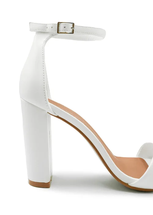 Where's That From White Pu Skye Strappy Block Heels - 8 Image 2