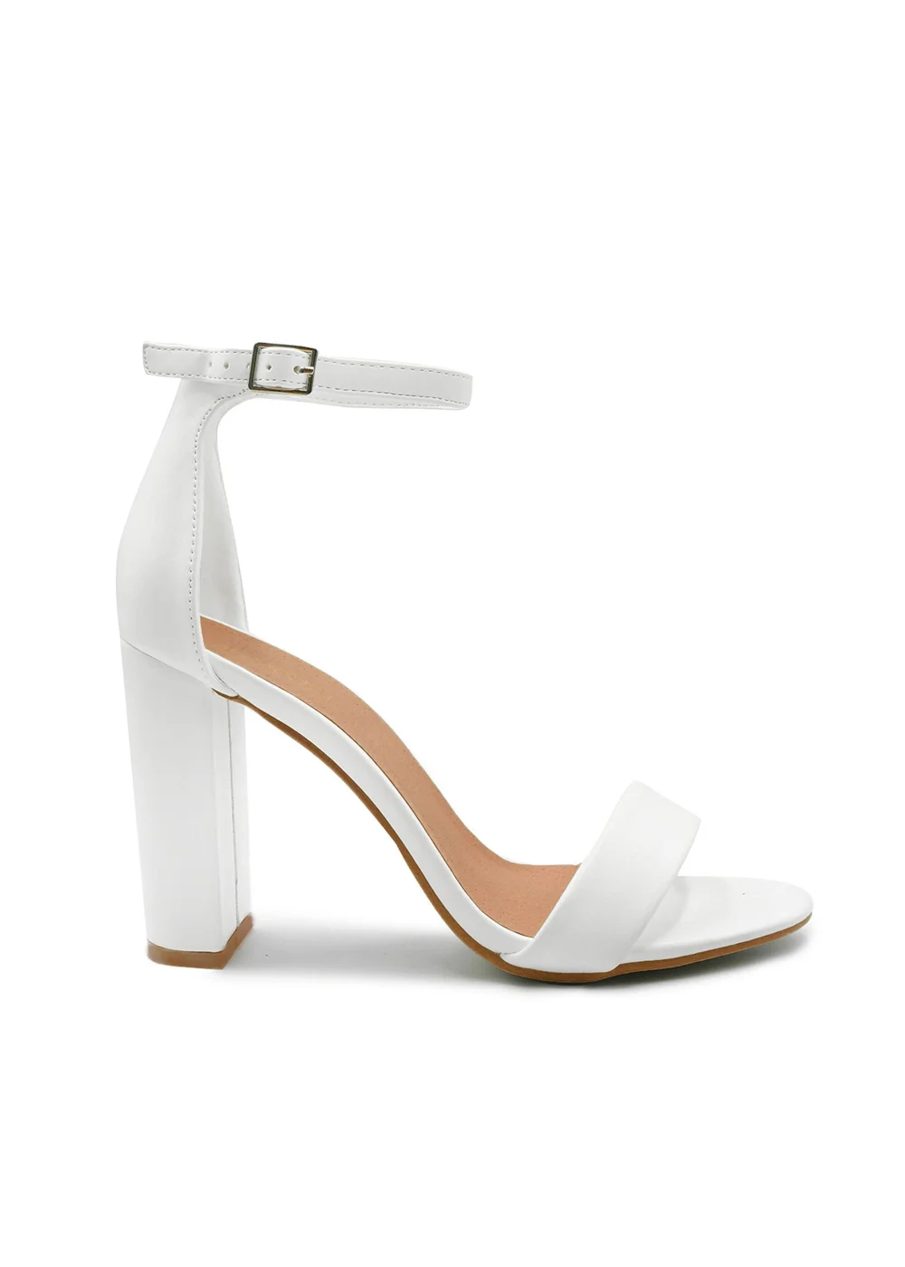 Where's That From White Pu Skye Strappy Block Heels - 8 Image 1