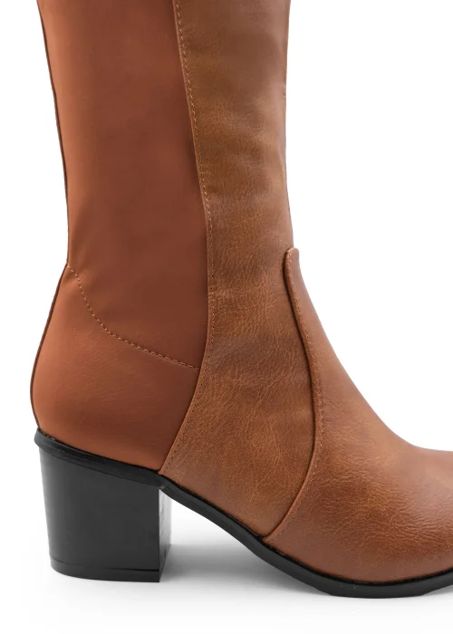 Where's That From Brown Pu Britta Thigh High Heeled Boots - Size 3 Image 2