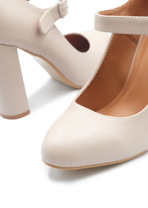 Where's That From Nude Pu Michelle Block High Heel Pump - 3 Image 2