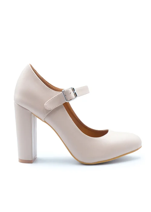 Where's That From Nude Pu Michelle Block High Heel Pump - 3 Image 1