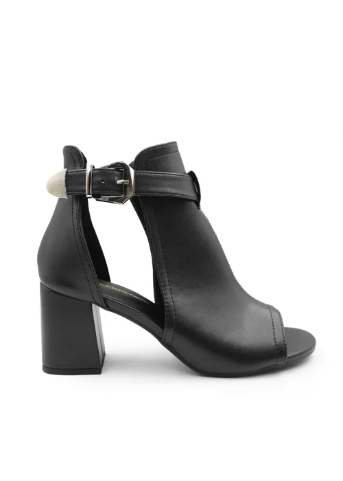 Where's That From Black Pu Lisa Open Toe Block Heels - 3 Image 1