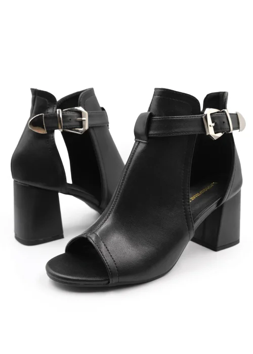 Where's That From Black Pu Lisa Open Toe Block Heels - 3 Image 2