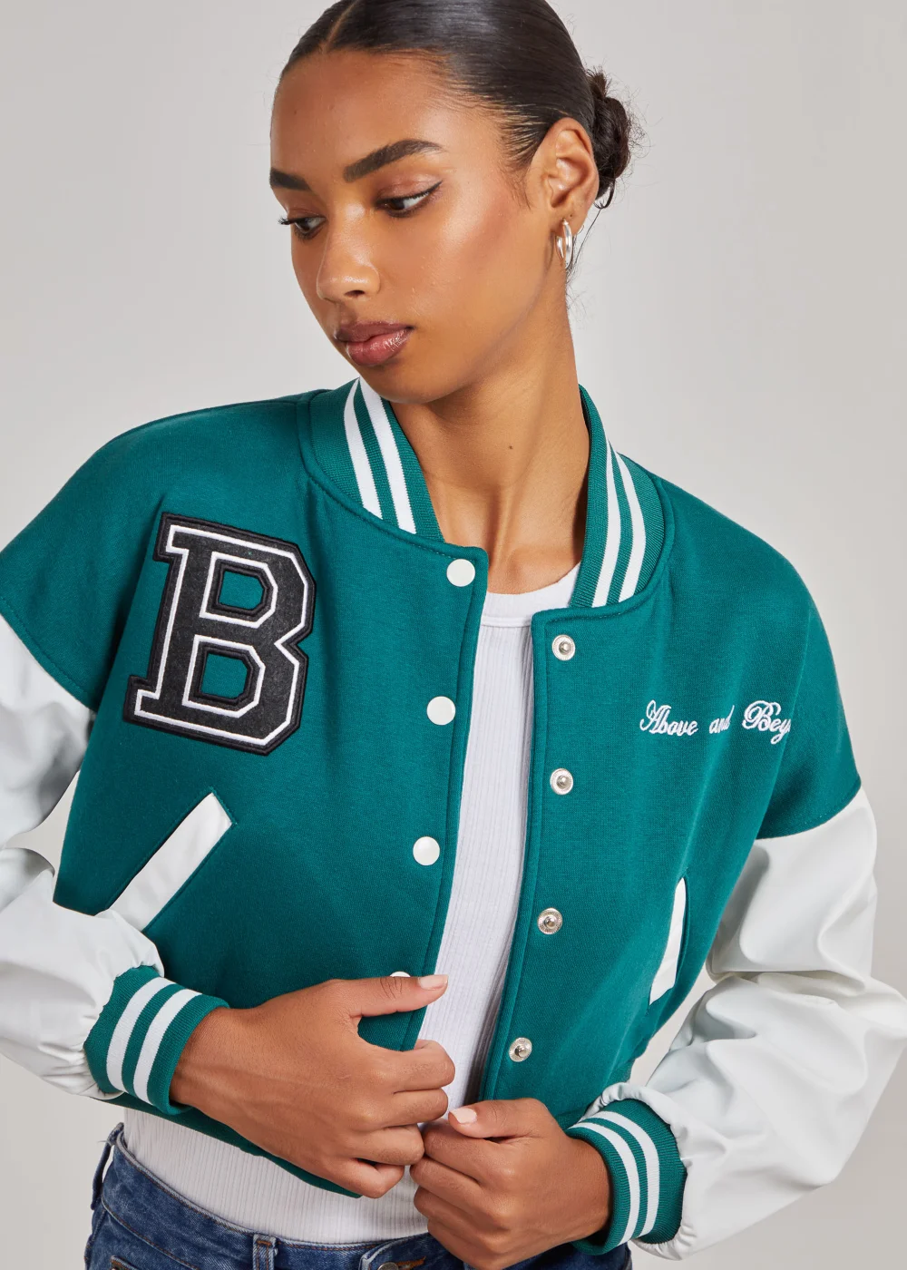 Pink Vanilla Jade Contrast Sleeve Baseball Jacket - XS Image 4