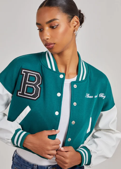 Pink Vanilla Jade Contrast Sleeve Baseball Jacket - XS Image 4